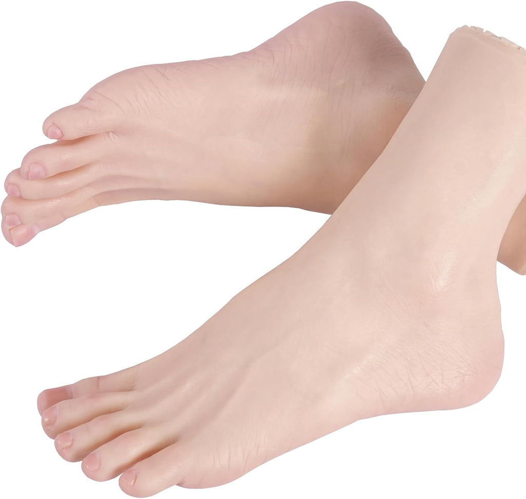Silicone Female Feet Mannequin - 1 Pair Realistic Foot Display for Jewelry, Shoes and Socks Art