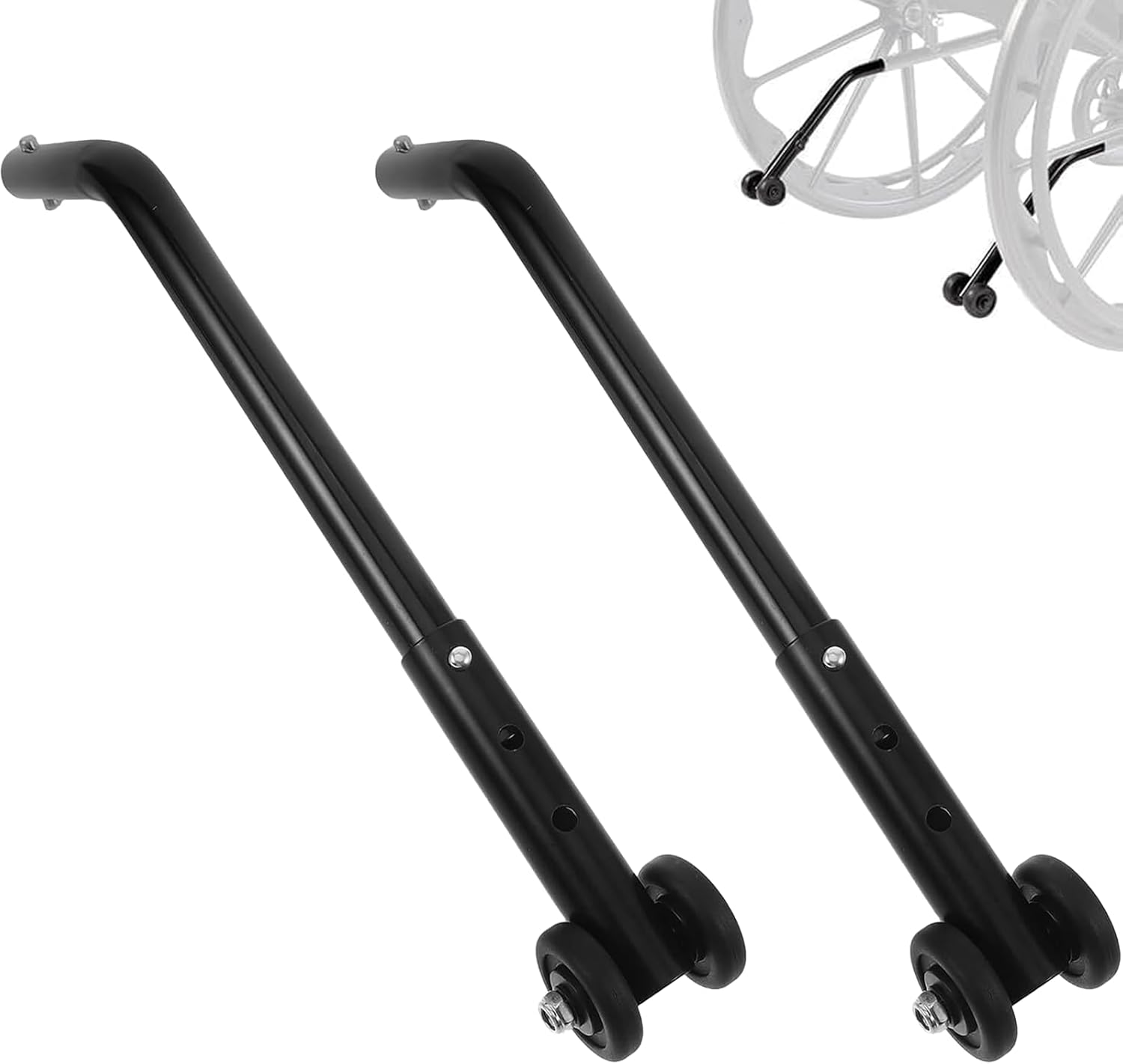 Anti-Tipper Set for Wheelchair with Wheels,Adjustable Dual-Wheel Support,Stability & Safety for Mobility Aids