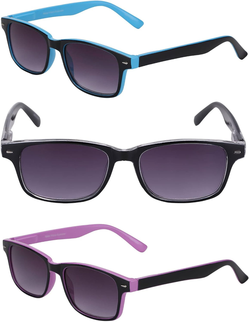 Mass Vision Reader Sunglasses 'The Summerville' Full Reading Lens Sunglasses with Spring Hinges & UV400 Protection (3 Pack)
