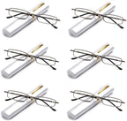 Newbee Fashion -"Pocket" Readers Ultra Compact Spring Temple Reading Glasses w/Portable Pocket Clip Aluminum Case 6 Packs