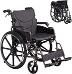 Lightweight Foldable Manual Wheelchair for Adults with 18" Seat & 275 lbs Capacity - Front/Rear Locking Brakes, 24" Quick-Release PU Wheels, Removable Footrest (Nano Gray)