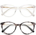 AMOMOMA Retro Round Reading Glasses for Women Cute Stylish Blue Light Blocking Readers AM6055