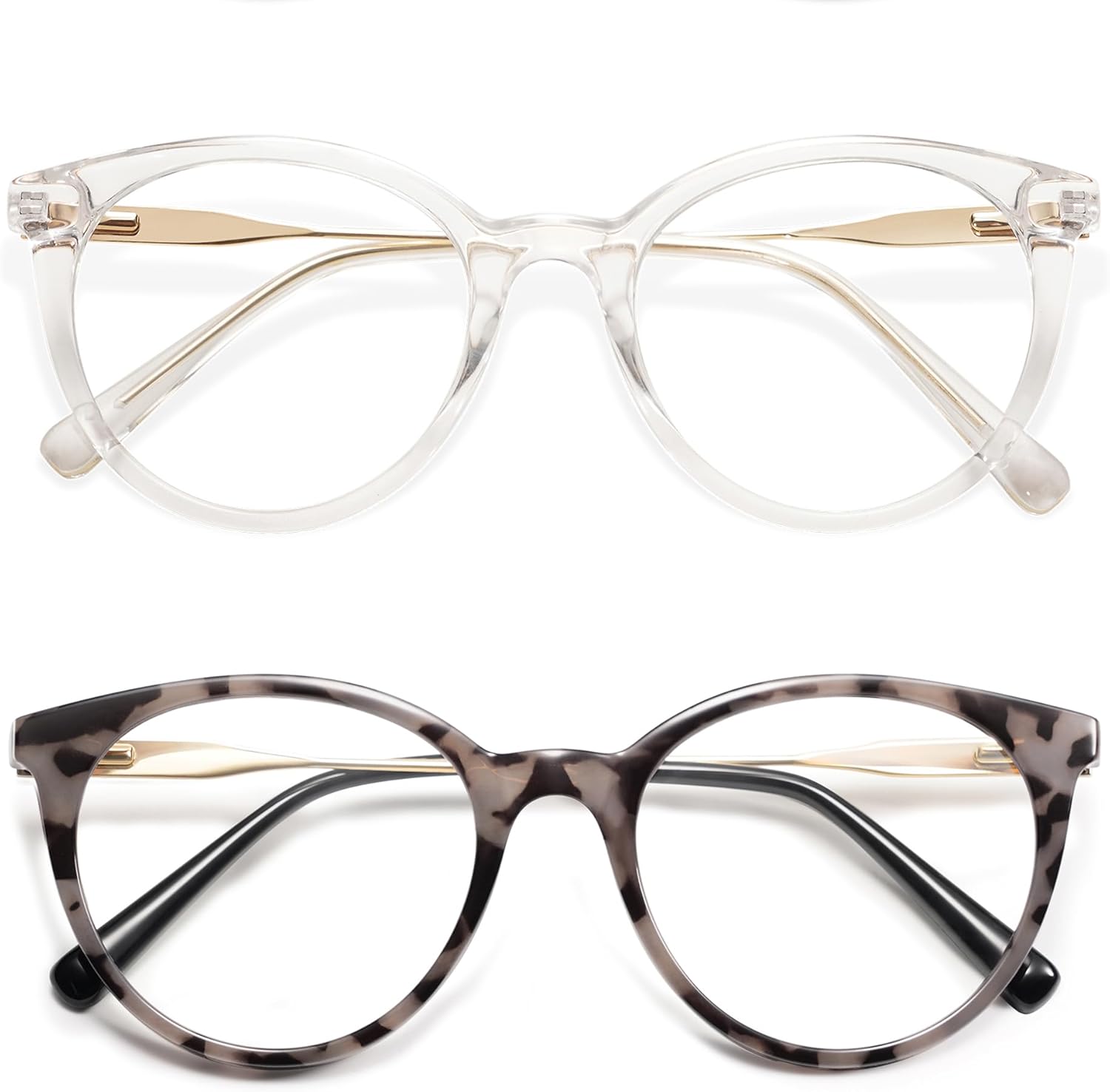 AMOMOMA Retro Round Reading Glasses for Women Cute Stylish Blue Light Blocking Readers AM6055