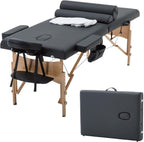 PayLessHere Massage Bed Portable Massage Table 28 inch Wide Lash Bed 2 Folding Height Adjustable Spa Table with Towel Hanger Oil Pouch Half Bolster Round Bolster Non-Woven Bag