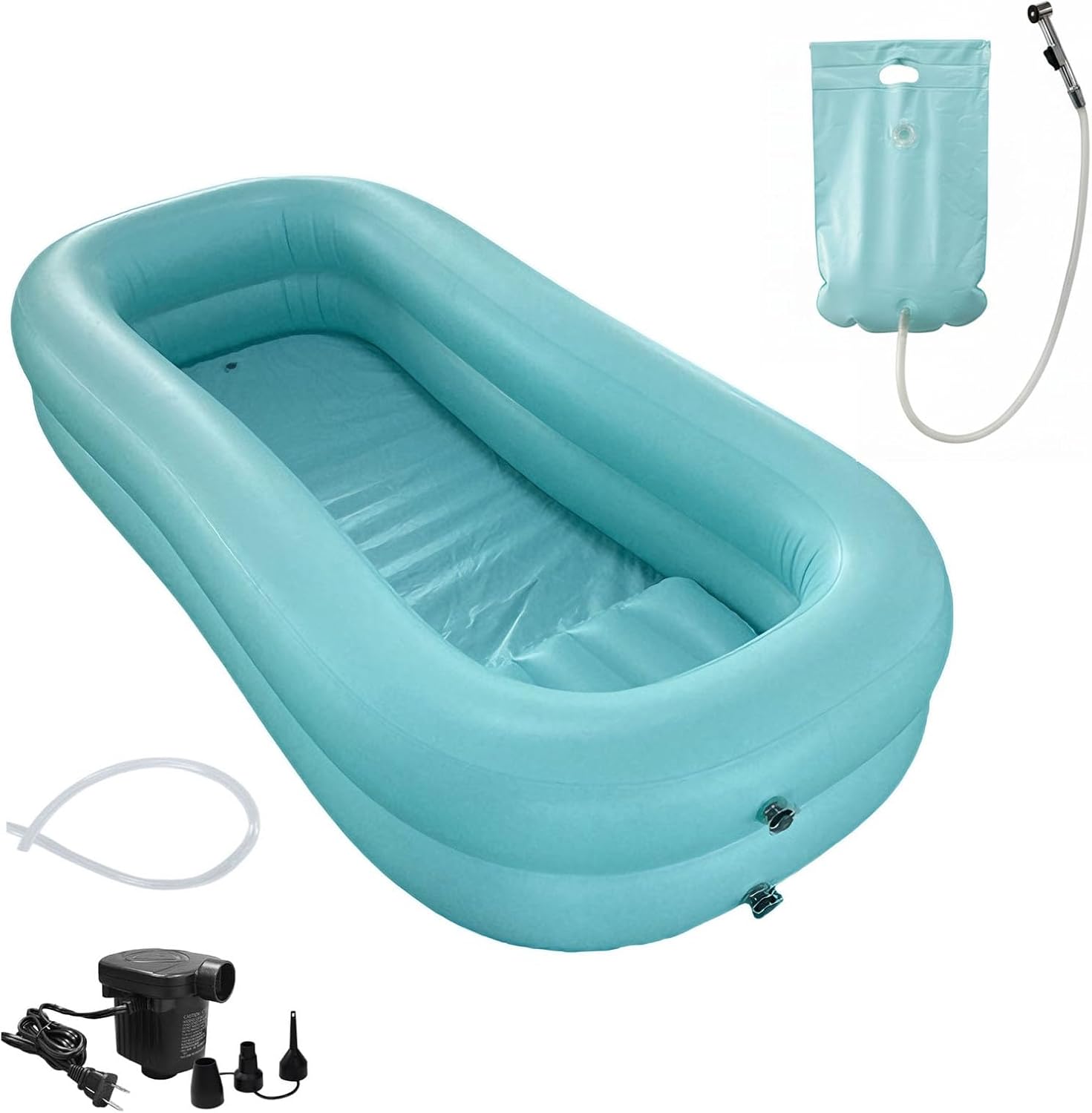 Medical Inflatable Bathtub for Elderly & Disabled, Portable Bedside Bath Tub with Electric Air Pump, Full-Body Wash Basin for Bedridden Patients, Easy-Clean Inflatable Shower Bath for Home Care