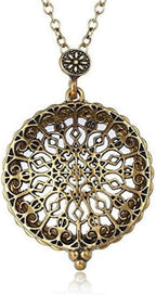AKOAK 5X Portable Vintage Magnifying Glass Pendant Necklace for Library,Reading Fine Print,Zooming,Increase Vision,Jewelry and Gift (Flower-1)