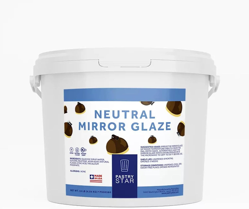 Pastry Star Vegan Neutral Mirror Glaze, 10 lb, Kosher-Certified, Thermo-Reversible, Perfect for Pastries and Cakes, All-Natural, Maintains Stability Through Freeze-Thaw Processes