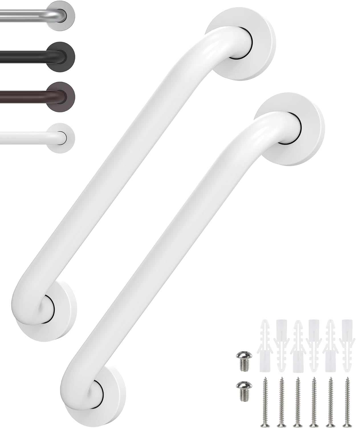2 Pack 12 Inch Grab Bars for Wall White, Safety Shower Grab Bars for Seniors Elderly Handicapped, Handicap Grab Bars for Shower with Concealed Screws, Tesuchan