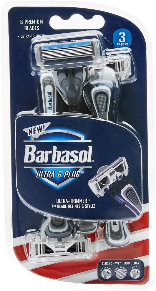 Barbasol Premium Disposable Ultra 6 Razor, 3 Count, (Pack of 2)
