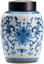 Airtight Tea Container Blue and White Porcelain Loose Tea Storage Jar Ceramic Double Layer Metal Lid Sealed Chinese Retro Set Ceramic Tea Caddy