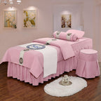 KKLT 4-Piece Microfiber Massage Table Sheet Set,Solid Color Massage Table Skirt Breathable Reusable for Beauty Facial Bed Bedding-Pink 185x70cm(73x28inch)