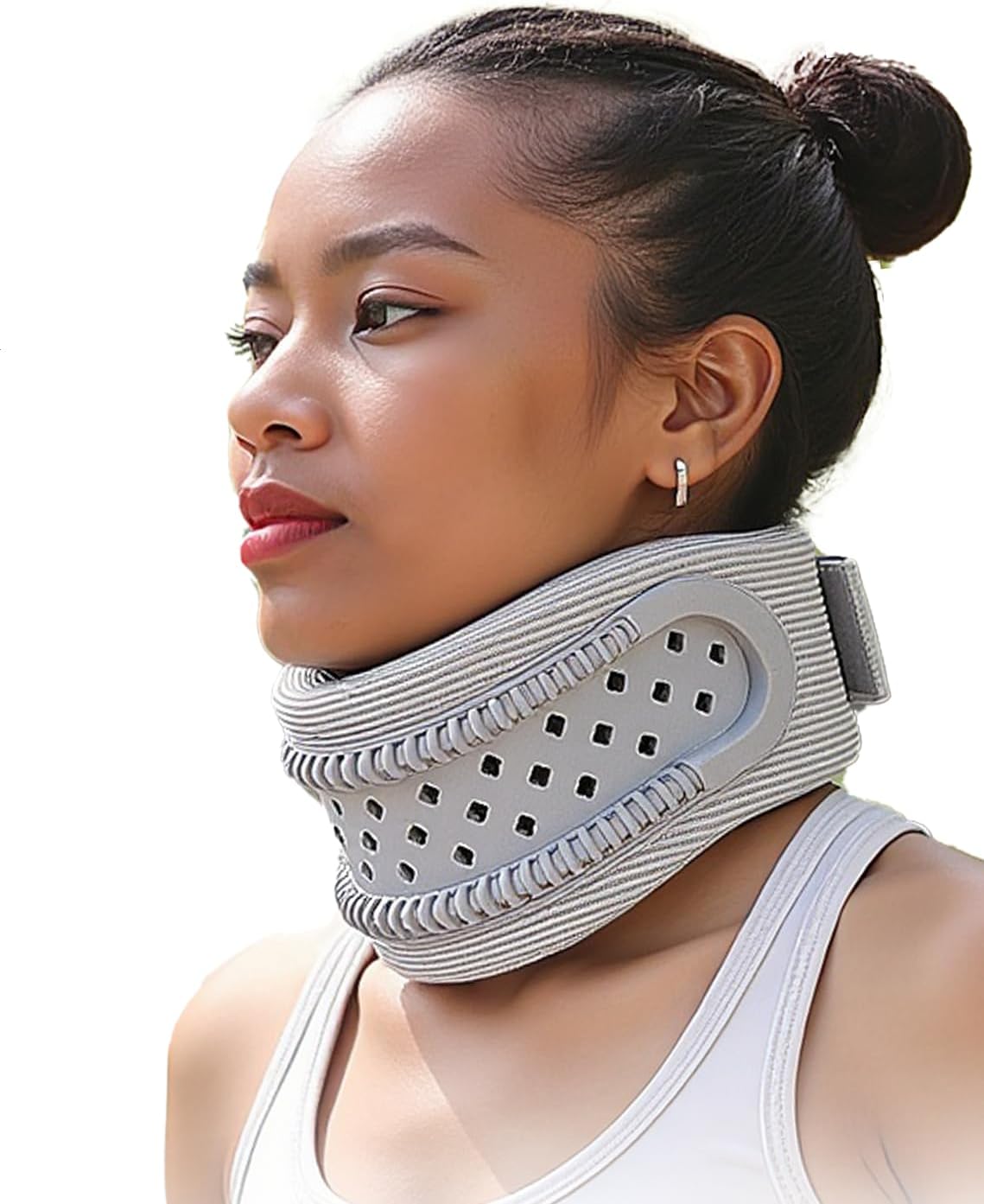 Neck Brace for Neck Pain and Support, Neck Support for Pain Breathable Cervicorrect Brace Adjustable Soft Silicone Foam, Cervical Collar for Sleeping, Relieving Spinal Pressure (Grey)