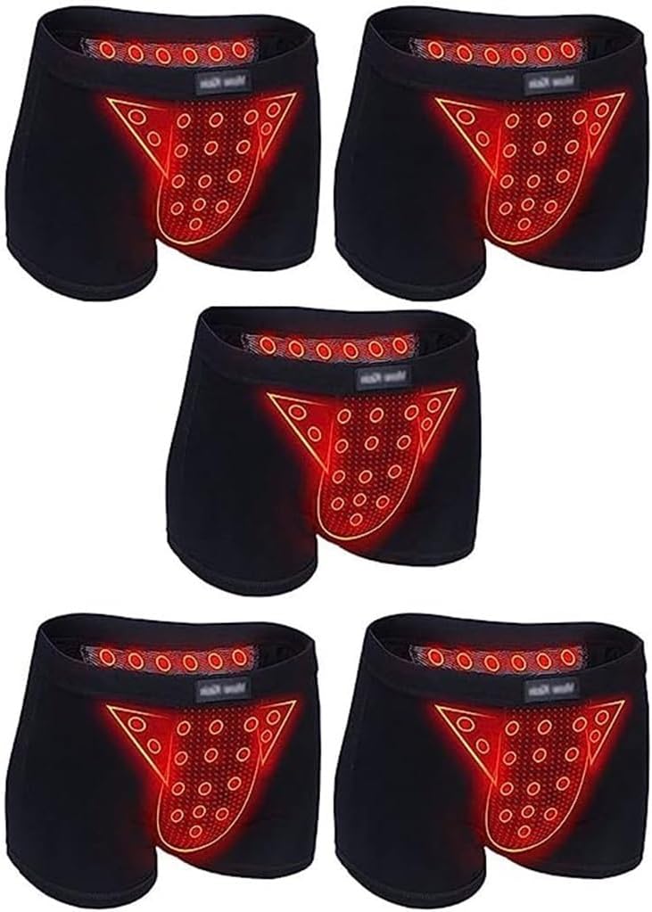 POCHY Men Physiological Enlargement Panty Tourmaline Energy Field Therapy Underwear Comfort Health Care Boxer Briefs (Color : 5pcs, Size : 4X-Large)