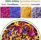 Edible Flower Sprinkles for Cake Decorating– 1oz Dried Edible Flowers Mix Rose, Cornflower, Calendula, Lavender– Edible Cake Decorations, Cupcake Sprinkles Flower for Drinks, Cocktails & Desserts