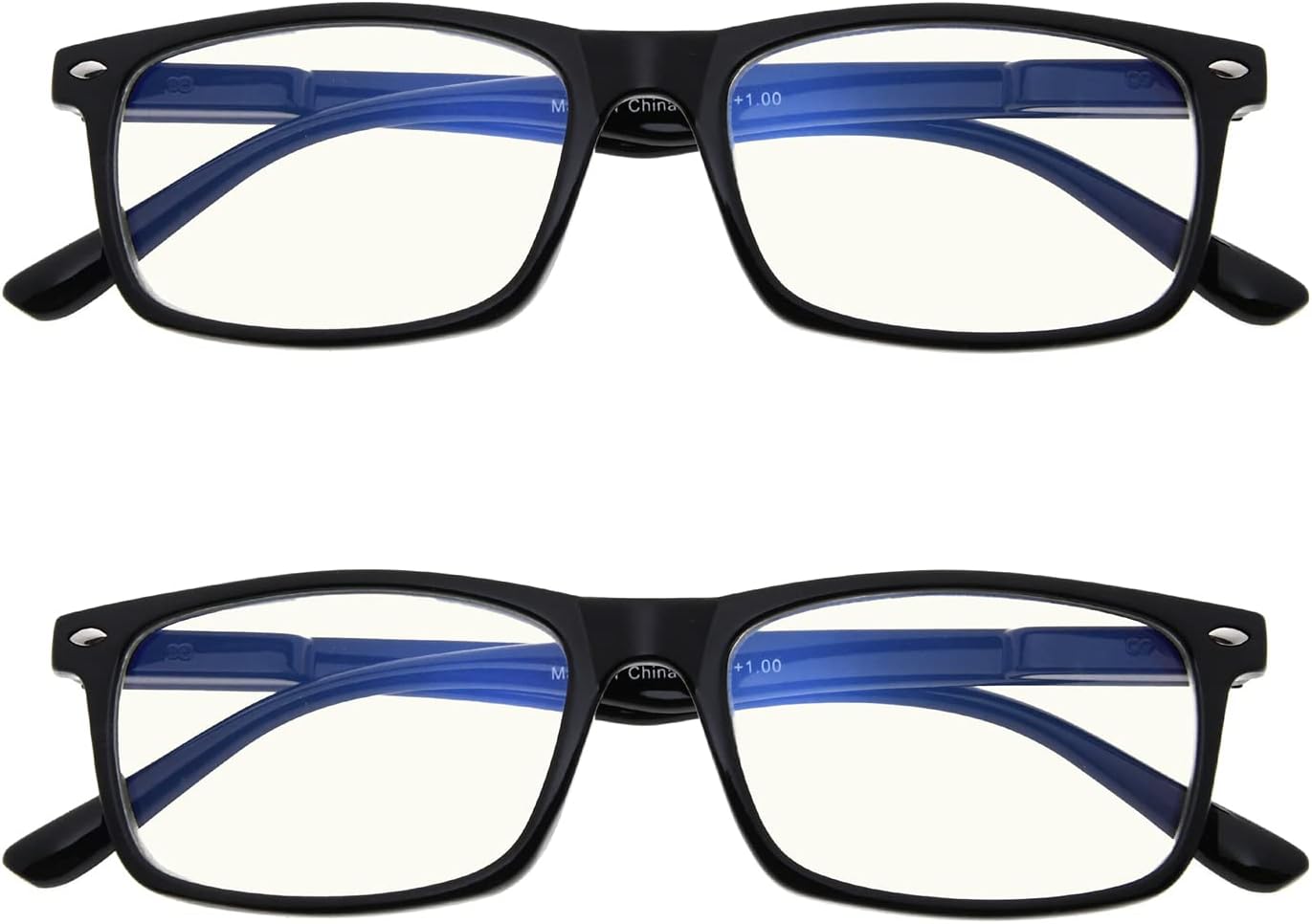 Eyekepper 2 Pack Anti Blue Light Glasses for Men Blue Light Blocking Glasses for Computer Eyestrain, Black