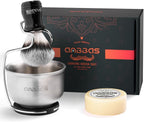 Anbbas Synthetic Badger Shaving Brush Set, 4IN1 Shaving Kit with Stainless Steel Shaving Stand and Lathering Foam Bowl, 3.5OZ Natural Shaving Soap Puck Refill for Men Wet Close Shave