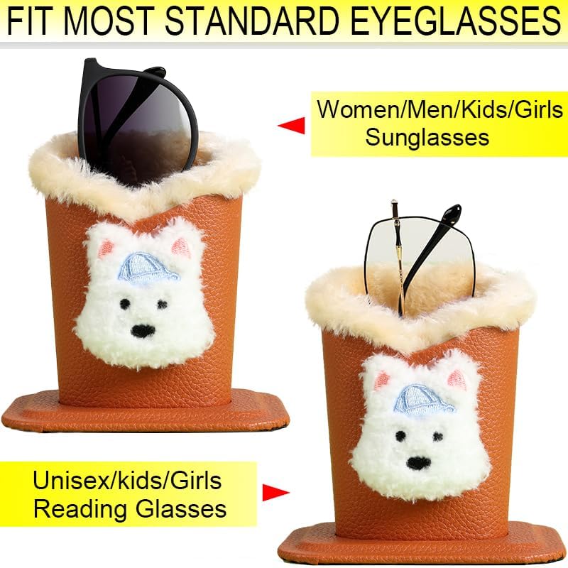 Plush Lined Eyeglasses Holder, Glasses Stand Case, Anti-scratch Glasses Storage Organizer for Desk, Nightstand, Office