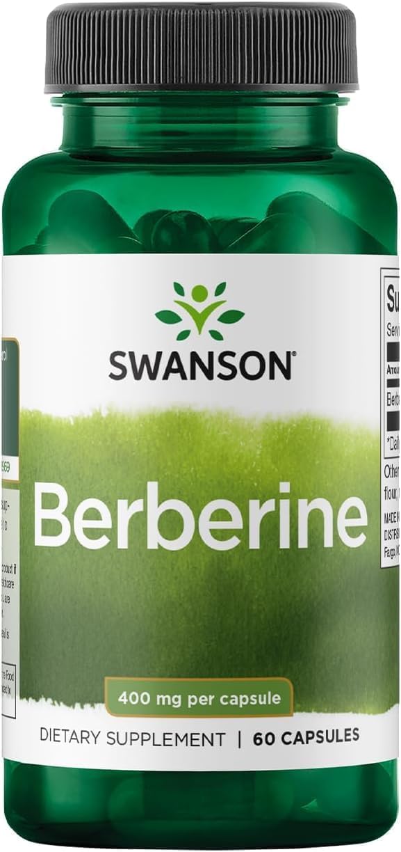 Swanson Berberine HCl Cardiovascular and Metabolic Health Supplement for Health-Conscious Adults - Non-GMO, Vegan, Gluten-Free (60 Vegan Capsules, 400 mg Each)