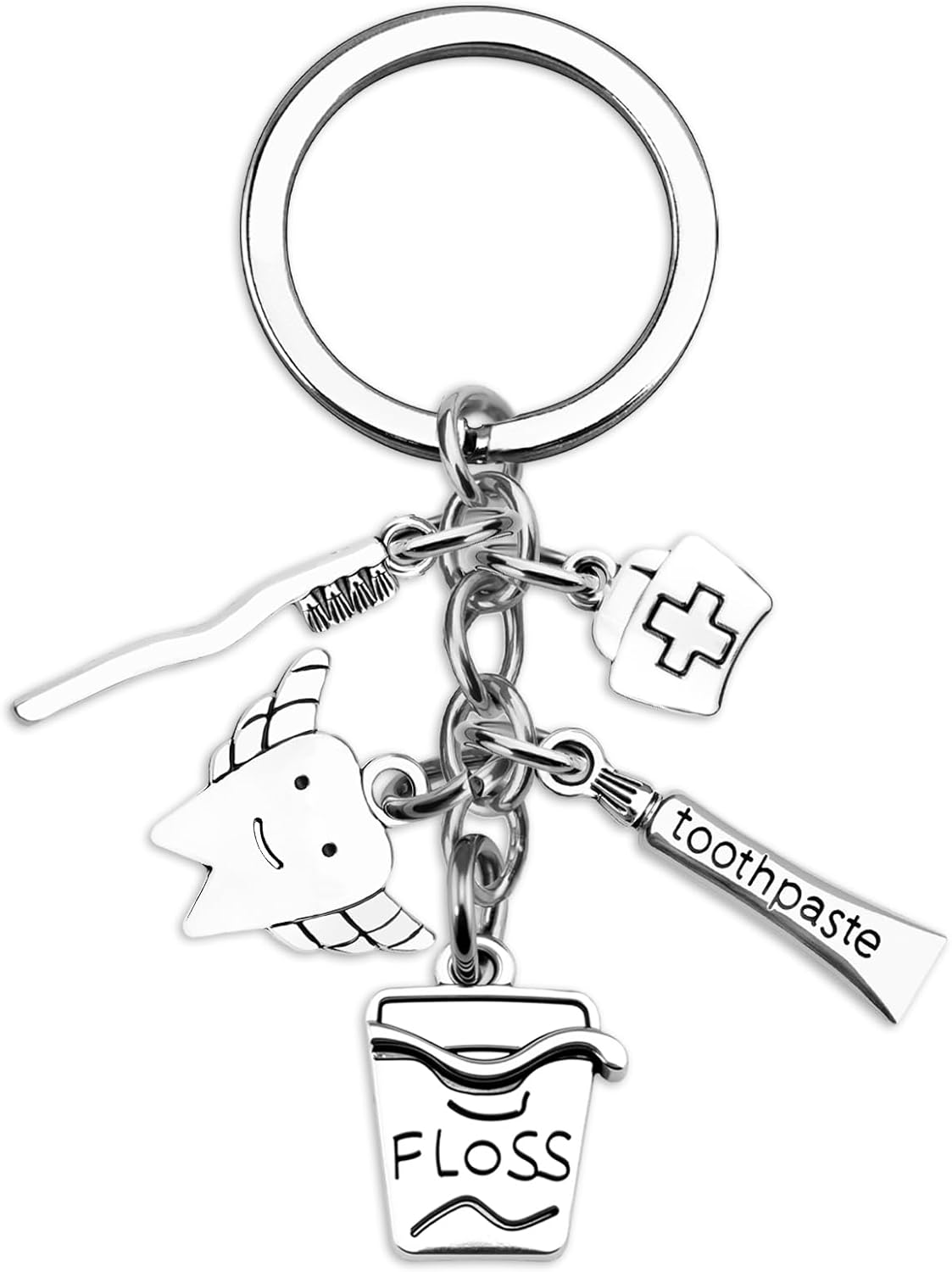 Dental Hygienist Gifts for Women Men Dental Assistant Accessories Tooth Keychain for Dentist Graduation Birthday Christmas Toothbrush Toothpaste Floss Keychain