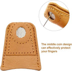 Leather Thimble Hand Sewing Thimble Finger Protector Coin Thimble Finger Pads for Knitting Sewing Quilting Pin Needles Craft Accessories DIY Sewing Tools - Large(1pcs)