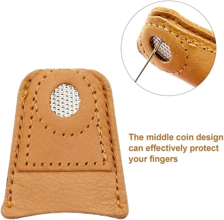 Leather Thimble Hand Sewing Thimble Finger Protector Coin Thimble Finger Pads for Knitting Sewing Quilting Pin Needles Craft Accessories DIY Sewing Tools - Large(1pcs)