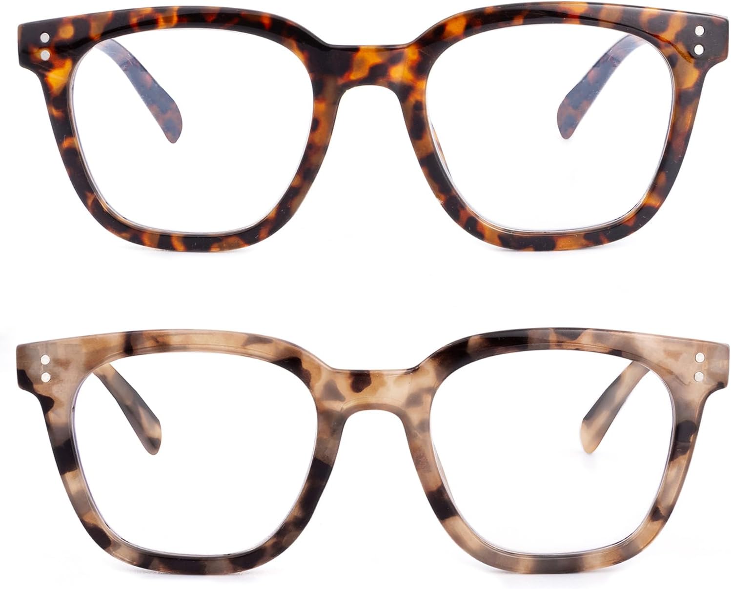 2Pack Reading Glasses for Men Women Blue Light Blocking with Spring Hinge, Blocking Readers Anti UV Ray Filter Eyeglasses(Brown Tortoiseshell/Amber Tortoiseshell,1.5
