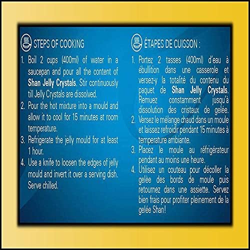 Shan Jelly Crystals Mango 2.8 oz (80g) - Cristaux De Gelee a la mangue - Quick and Easy Jello - Suitable for Vegetarians - Airtight Bag in a Box