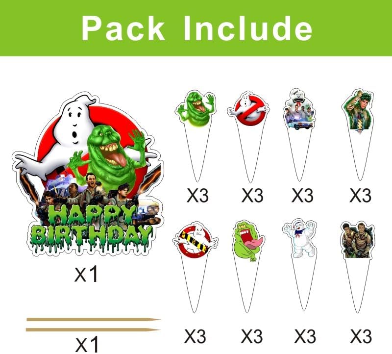 25pcs Ghost Cake Decorations with 1pcs Cake Topper, 24pcs Cupcake Toppers for Ghost Birthday Party Supplies