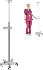 IV Pole with Wheels Medical Portable IV Stand Pole, IV Bag Stand with Removable IV Bag Holder, Adjustable Height Pole, 4 Hook & 5 Caster Base