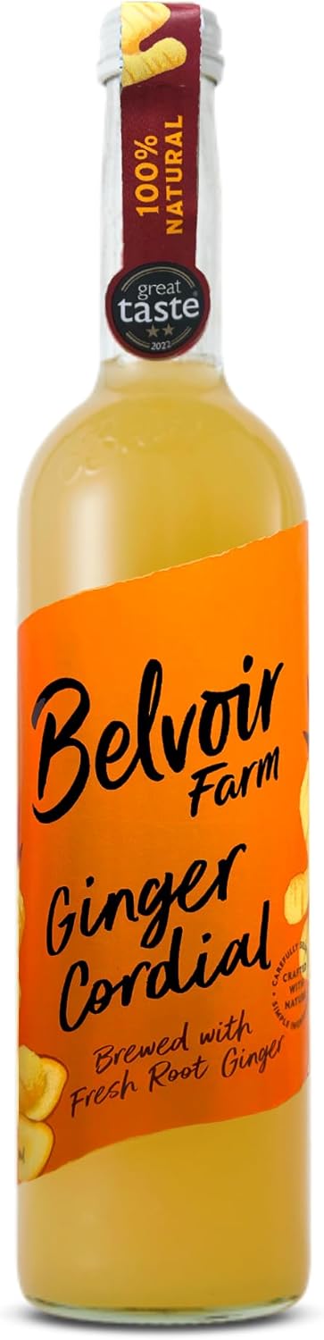 Belvoir Ginger Cordial 500ml – Bold and Spicy Drink Mix, Perfect for Cocktails and Mocktails, Made with Real Ginger Root, No Artificial Flavors, Vegan-Friendly