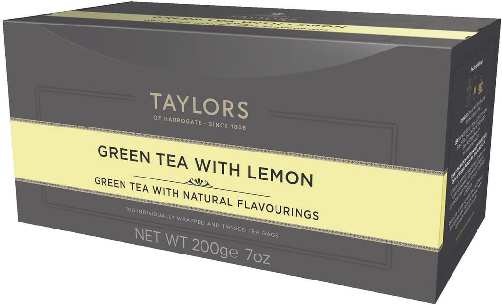Taylors of Harrogate Green Tea with Lemon, Individually Wrapped Bags, 100 Count (Pack of 1), Citrussy, Mellow and Light, Caffeinated, Enjoy Hot or Iced, 100 Teabags