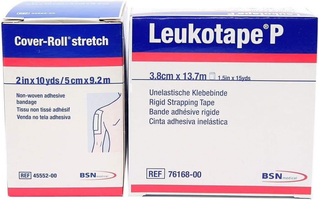 Leukotape P 1.5-Inch x 15-Yds & Cover-roll Stretch 2-Inch x 10-Yds Combo Pack (One Roll Each)
