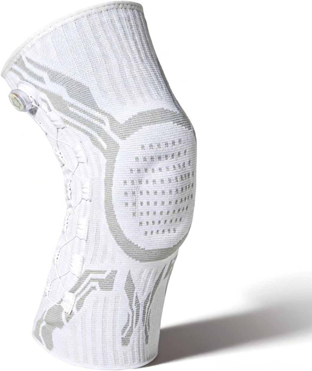 TrueKnee Brace Professional Knee Support with Compression Technology - Knee Brace for Man, Knee Sleeves for Pain Relief, Recovery (White, Medium, Left)