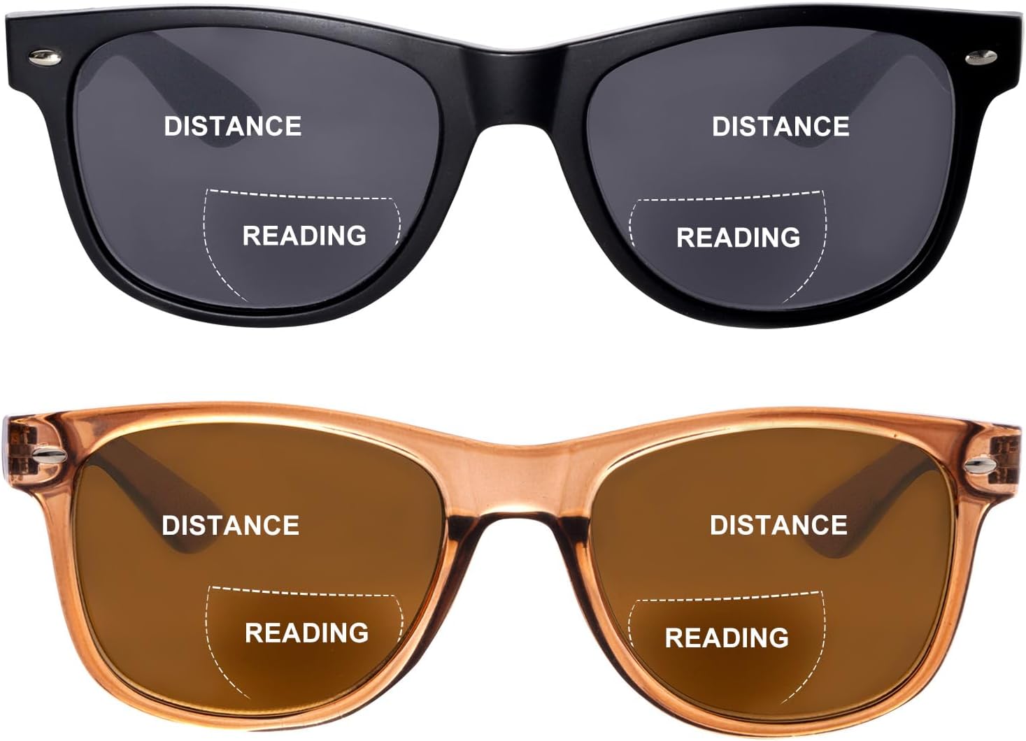 2 Pack Invisible Bifocal Reading Sunglasses Outdoor Sun Reader Glasses UV400 Protection for Women Men Adult