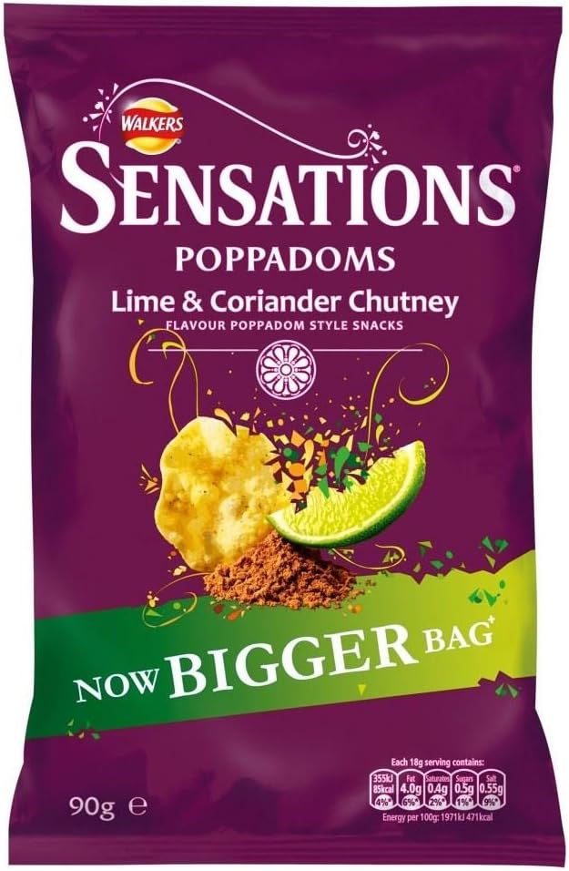 Walkers Sensations Poppadoms - Lime & Coriander Chutney (90g) - Pack of 2
