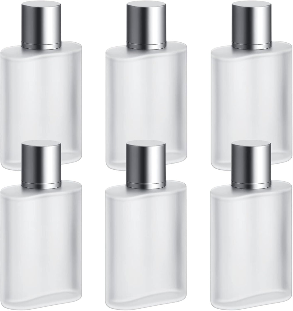Tessco for you 6 Pcs 50/100ml Frosted Glass Bottle Perfume Atomizer Refillable Spray Empty Perfume Dispenser Fine Mist Atomizer Cosmetic Container for Travel Men Women (3.4 Ounces,Silver Gray)
