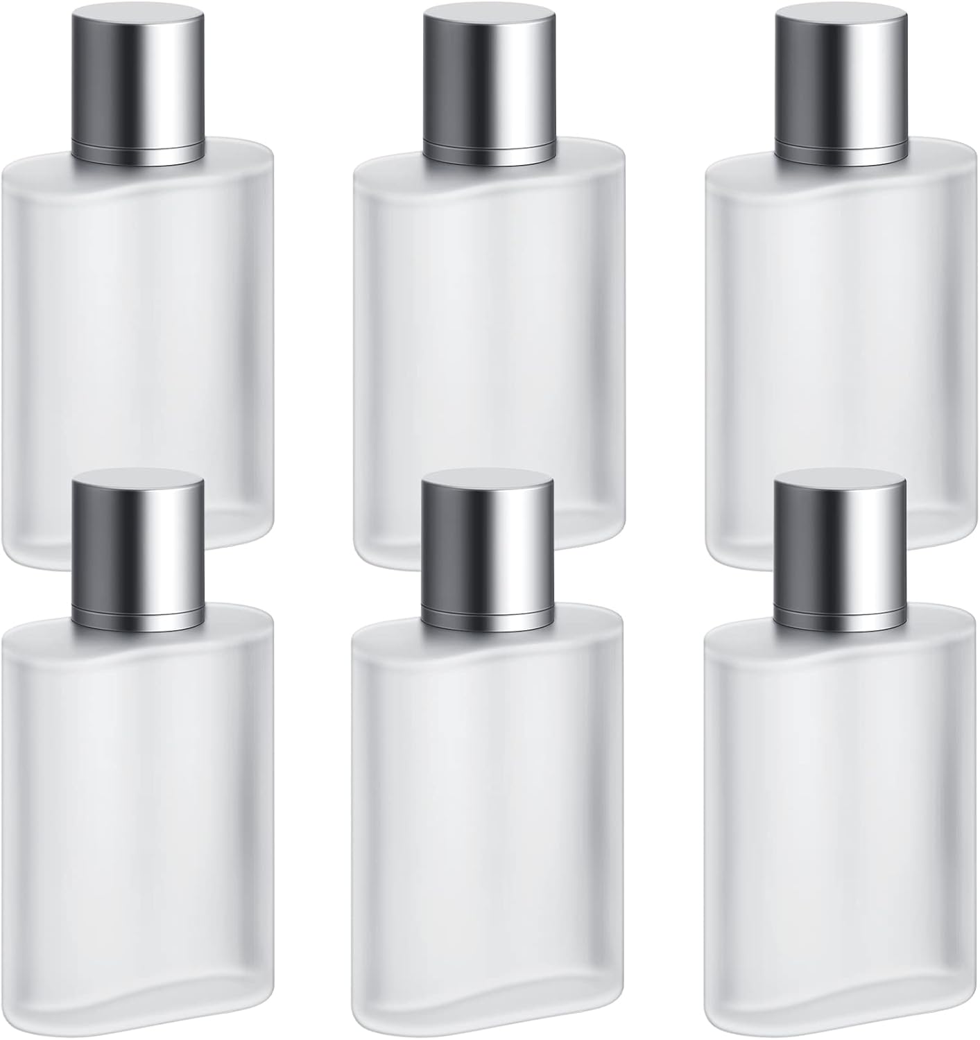 Tessco for you 6 Pcs 50/100ml Frosted Glass Bottle Perfume Atomizer Refillable Spray Empty Perfume Dispenser Fine Mist Atomizer Cosmetic Container for Travel Men Women (3.4 Ounces,Silver Gray)