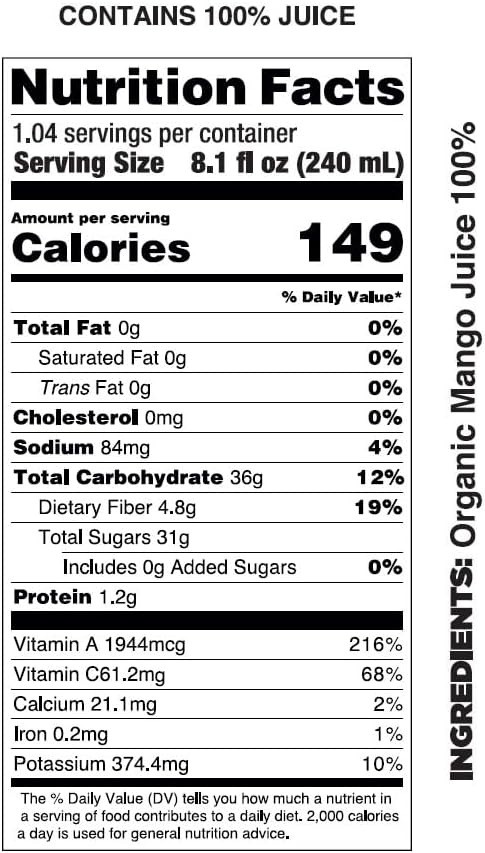 Pomona Organic Juices Pure Mango Juice, 8.4 Ounce Bottle (Pack of 12), Cold Pressed Organic Juice, Non-GMO, No Sugar Added, Not from Concentrate, Gluten Free, Kosher Certified, Preservative Free