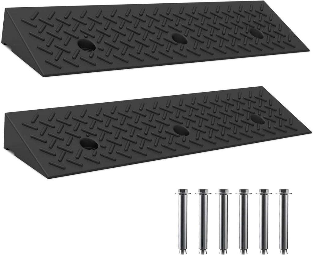Heavy Duty Rubber Curb Ramp,2 PC 2" Rise Height,3 Tons(6600 LB) Capacity,Sidewalk Threshold Driveway Curb,Slope Ramps for Dock Bike Vehicle Wheelchair Warehouse Motorcycle (2 inch Height)