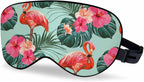 Flamingo Sleep Eye Mask Beautiful Floral Summer Tropical Palm Leaves Hibiscus Men Women Sleep Mask with Adjustable Strap Eye Cover Eye Shade for Travel, Nap,Meditation