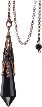 Jovivi Crystal Pendulum Natural Black Obsidian 12 Facted Therapy Healing Chakra Pendant for Dowsing Divination Reiki Charged Balancing with Chain