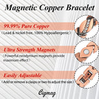 Copper Bracelets for Women Ultra Magnets Magnetic Bracelet Pure Copper Adjustable with Sizing Tool