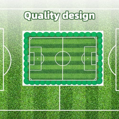 Football Field Cake Topper, Edible Soccer Theme Cake Decoration Edible Wafer Paper Ideal Sport Themed Birthday Party Supplies for Kids and Adults