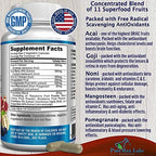 Super Antioxidant Fruit Superfood Complex - Powerful Antioxidant Superfruits, Acai, Goji, Noni, Mangosteen, Pomegranate, Elderberry, Resveratrol, Immune Support, Skin Care - 60 Capsules