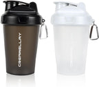 2 Pack Shaker Bottles for Protein Mixes, 17 oz Small Protein Shaker Bottle with Handle, Gym Shaker Cups with Blending Ball for Pre Workout, BPA-Free & Dishwasher Safe(Black, White)