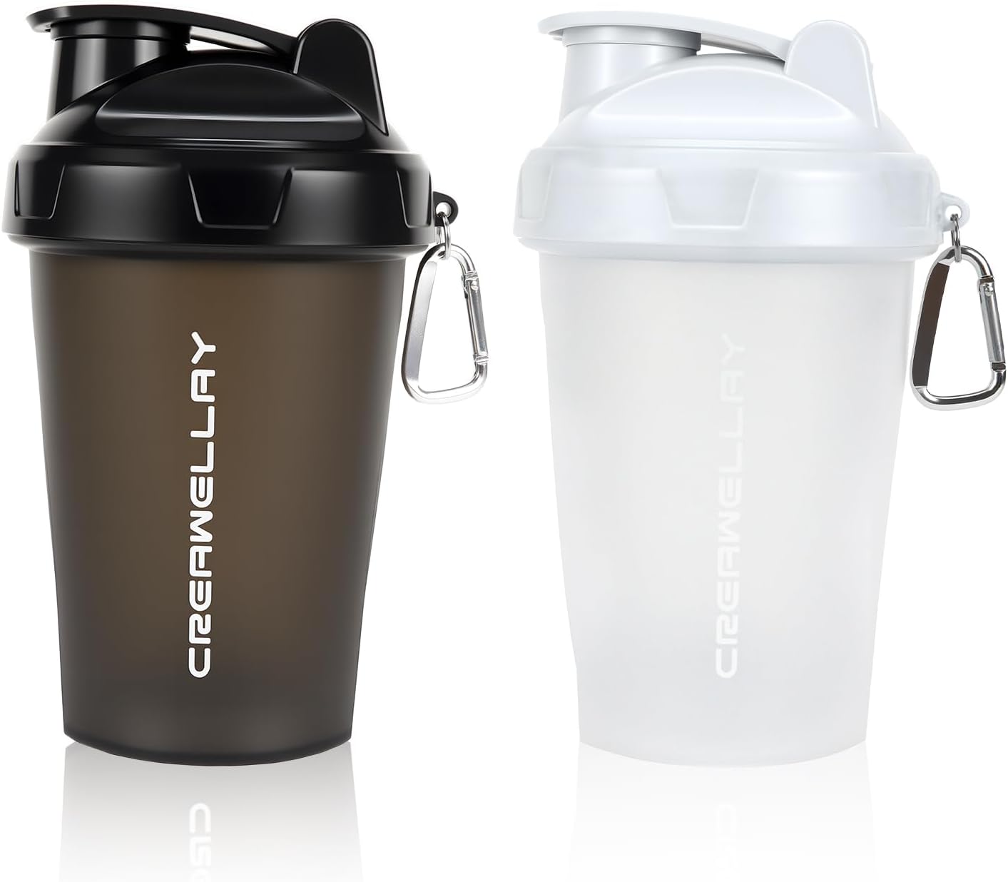 2 Pack Shaker Bottles for Protein Mixes, 17 oz Small Protein Shaker Bottle with Handle, Gym Shaker Cups with Blending Ball for Pre Workout, BPA-Free & Dishwasher Safe(Black, White)