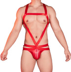 Mens Harness Sport Shoulder Strap Fitness One Piece Jockstrap Bodysuit Chest Belt Underwear G String Thong Lingerie