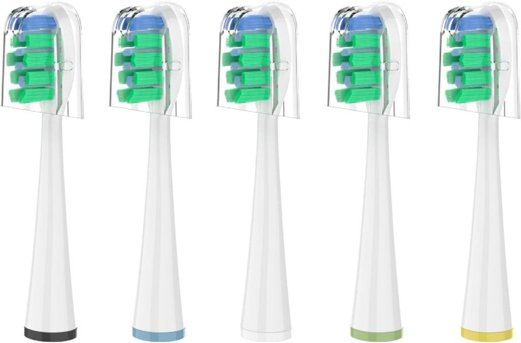 Replacement Brush Heads for Waterpik Sensonic Complete Care Toothbrush, with Covers, Compact, White, 5 Count