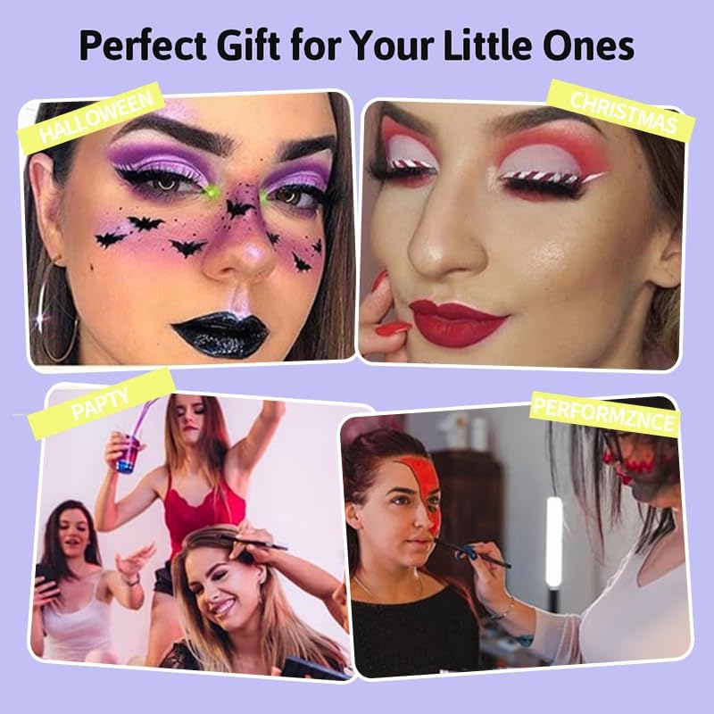 12 Colors Face Body Paint Palette,Split Cake Face Paint Palette FX Makeup, Water Activated Non Toxic Rainbow Body Painting with Brush for Halloween Makeup,Festivals & Events