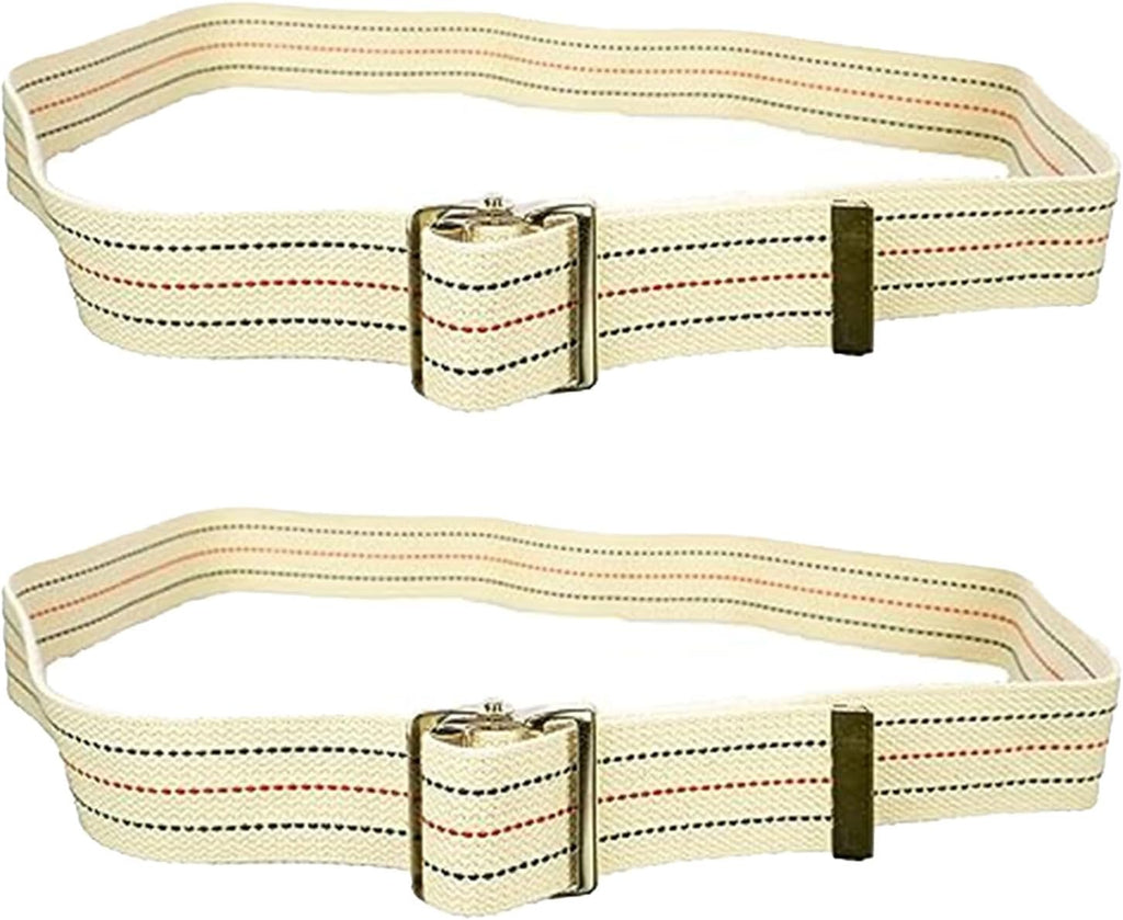 Sammons Preston Gait Belt with Metal Buckle, 2 Pack, 2" Wide, 54" Long Heavy Duty Gait Transfer Belt, Essential Walking and Transport Assistant for Elderly, Disabled, & Medical Patients, Neutral